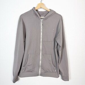 Vuori Size Large Mens Coronado Full Zip Hoodie in Dolomite Heather DreamKnit